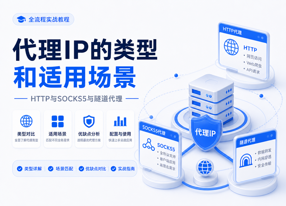 代理IP类型怎么分？HTTP与SOCKS5与隧道代理的区别和适用场景
