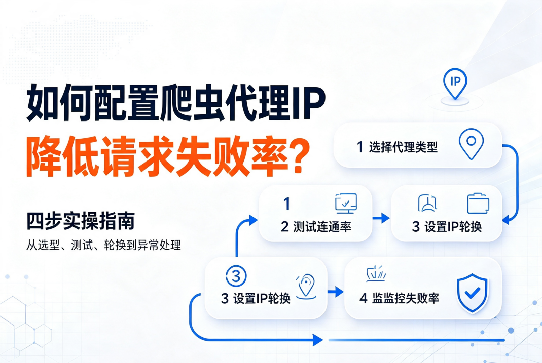 如何配置爬虫代理IP降低请求失败率？四步工程化实操指南